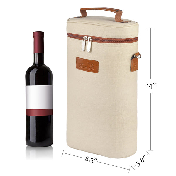 Beige 2 Bottle Wine Carrier