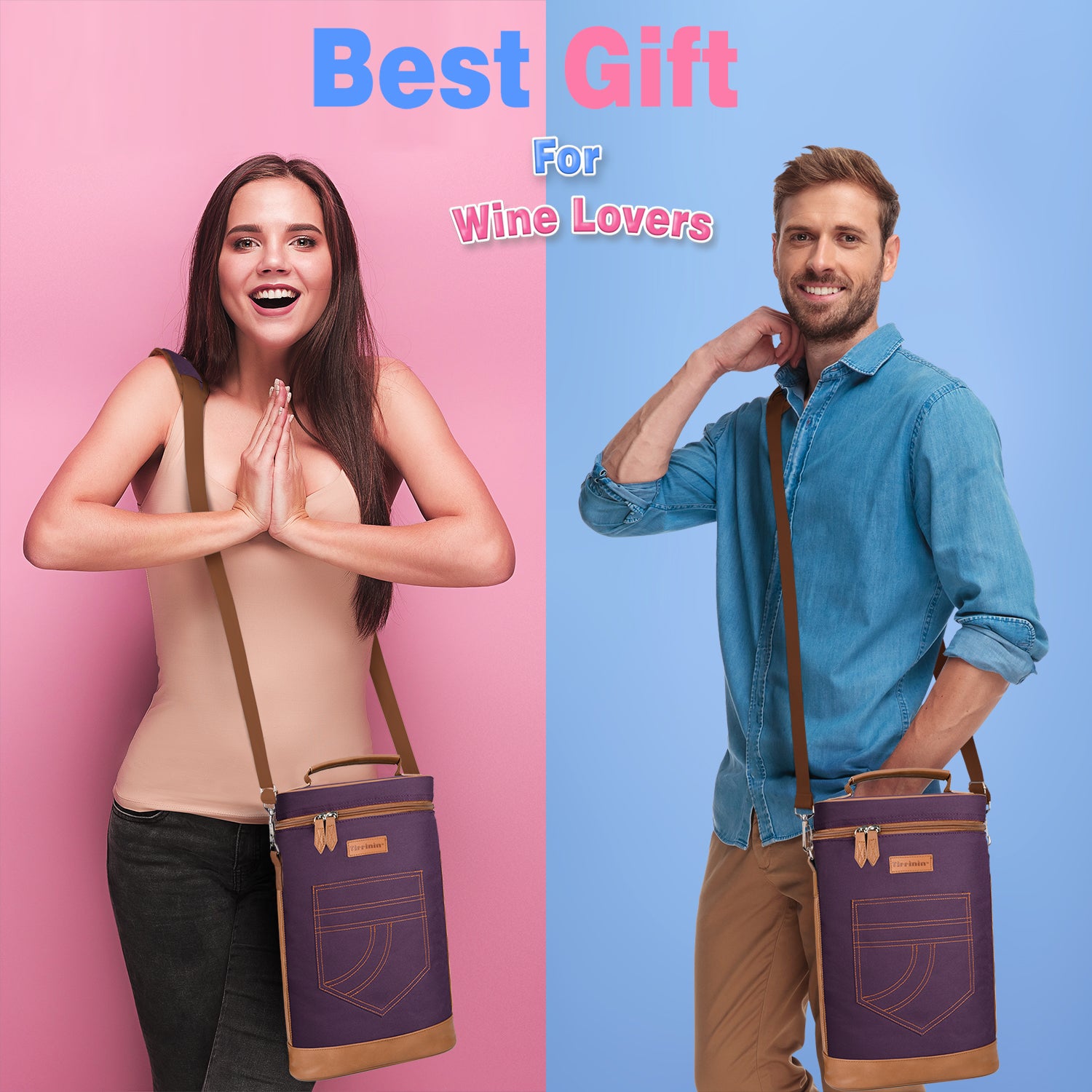 Purple 2 Bottle Wine Gift Tote
