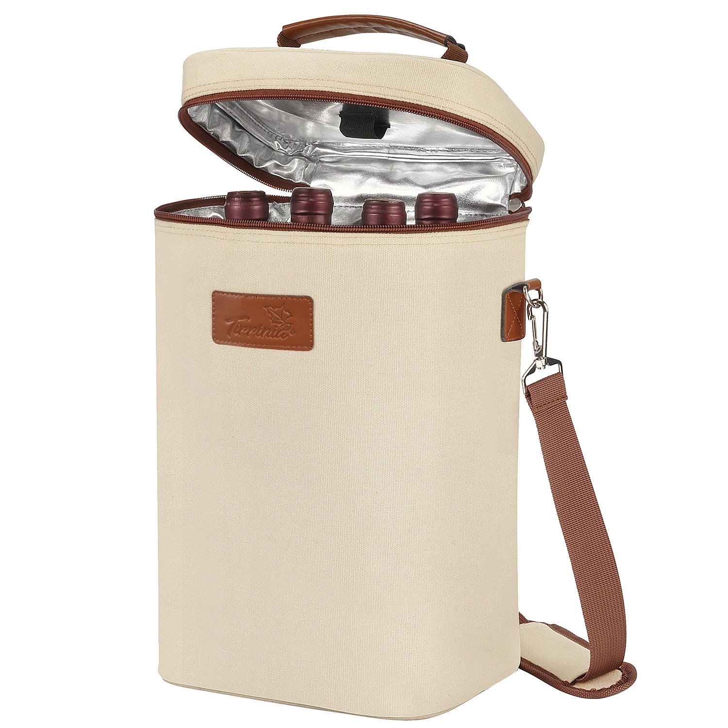 Beige 4 Bottle Wine Cooler Tote