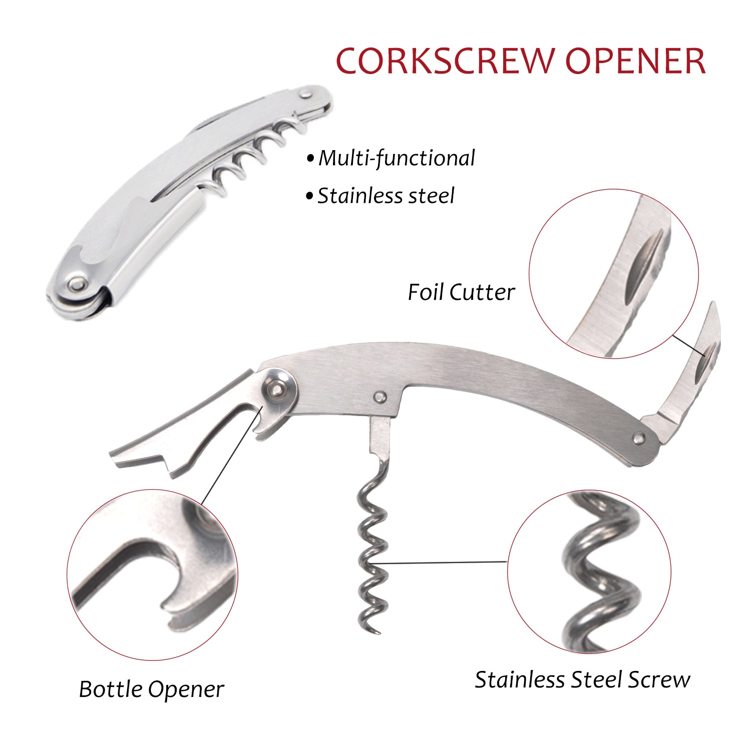 5 Pcs Deluxe Wine Accessory Gift Set Black