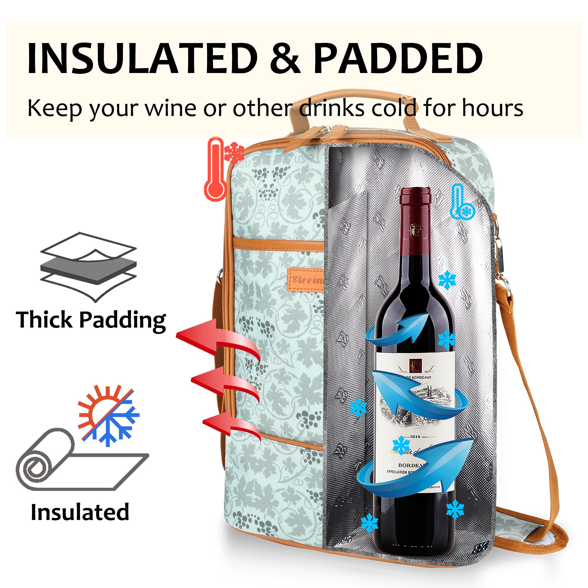 White Flower 2 Bottle Wine Cooler Carrier