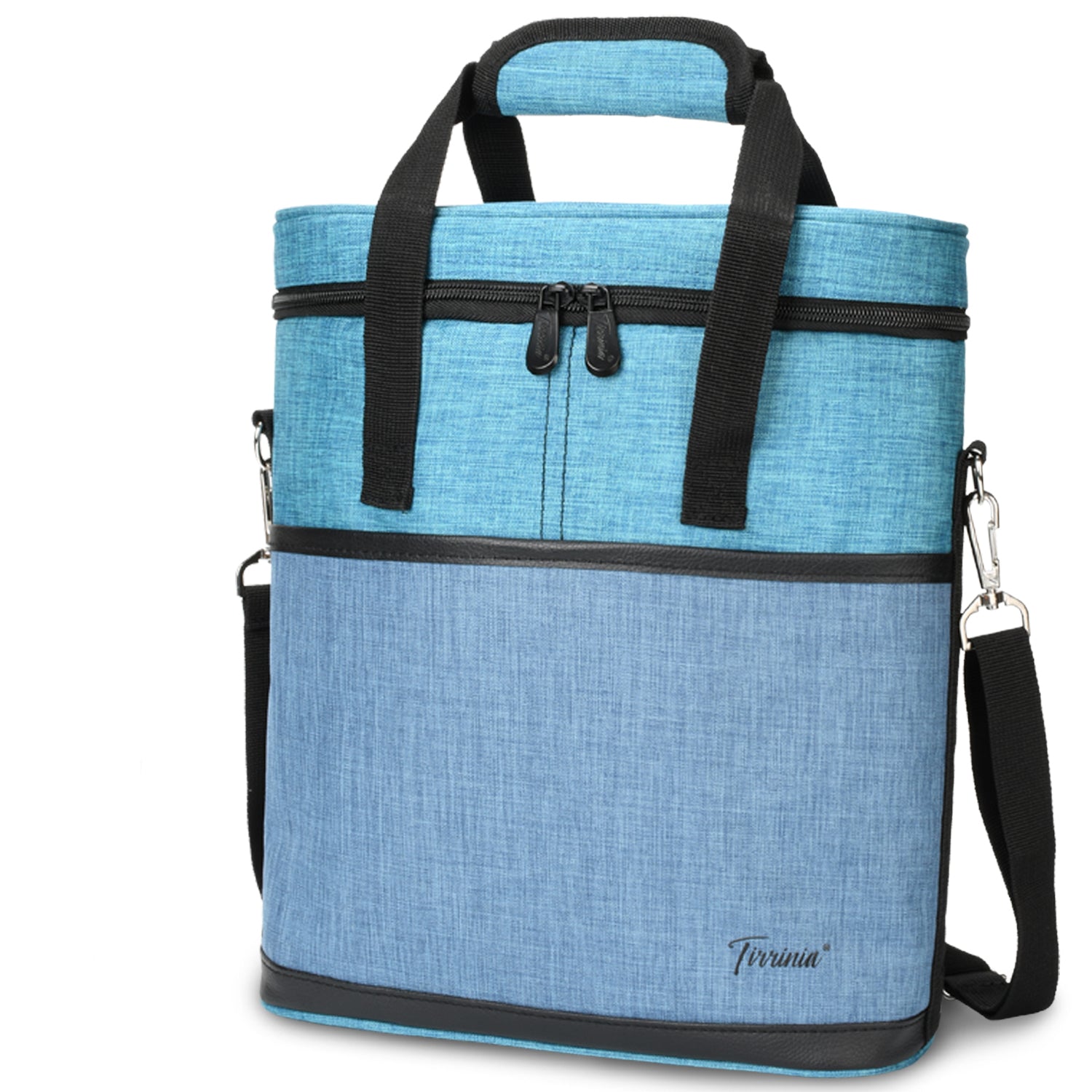 Blue 3 Bottle Wine Carrier with Corkscrew