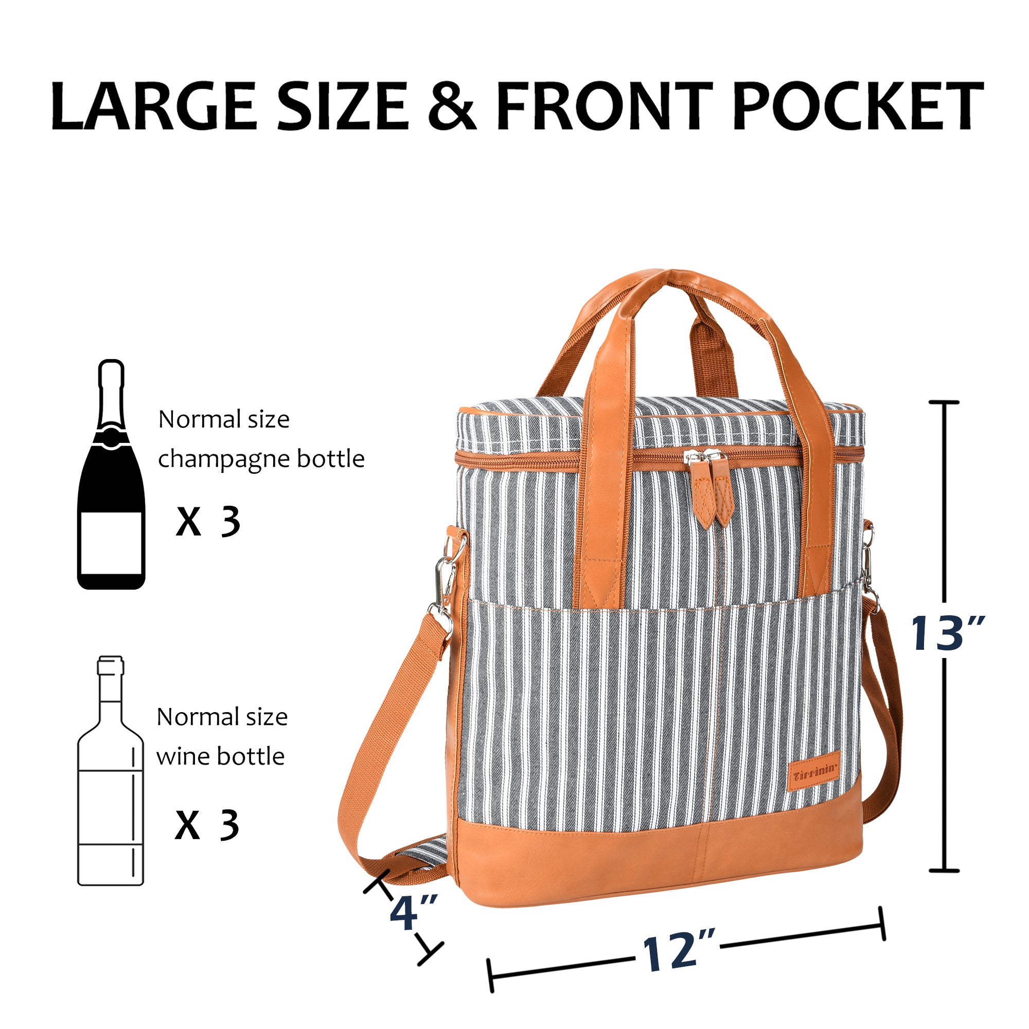 Black Stripe 3 Bottle Insulated Wine Gift carrier
