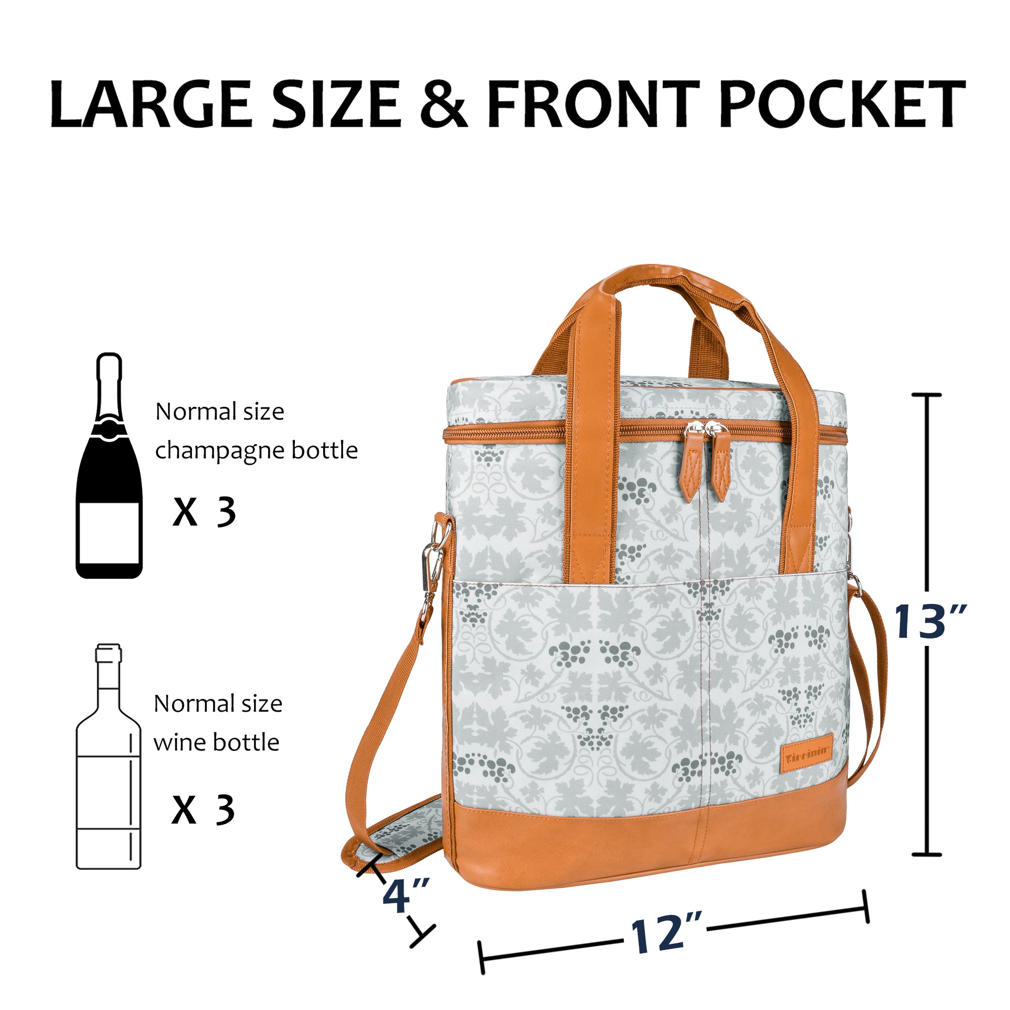 White Flower 3 Bottle Insulated Wine Gift carrier
