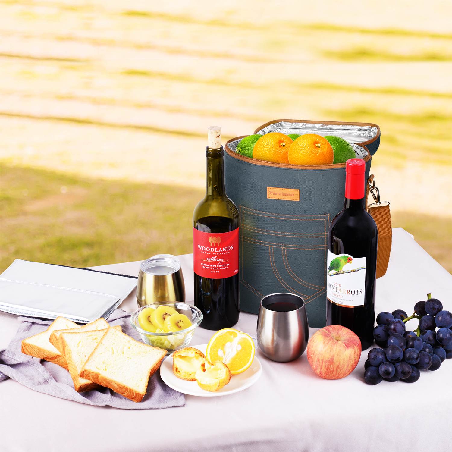 Grey 4 Bottle Wine Bag