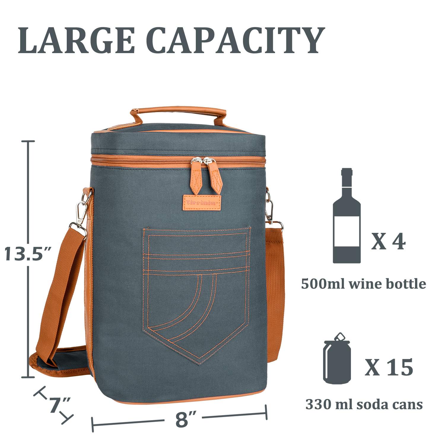 Grey 4 Bottle Wine Bag