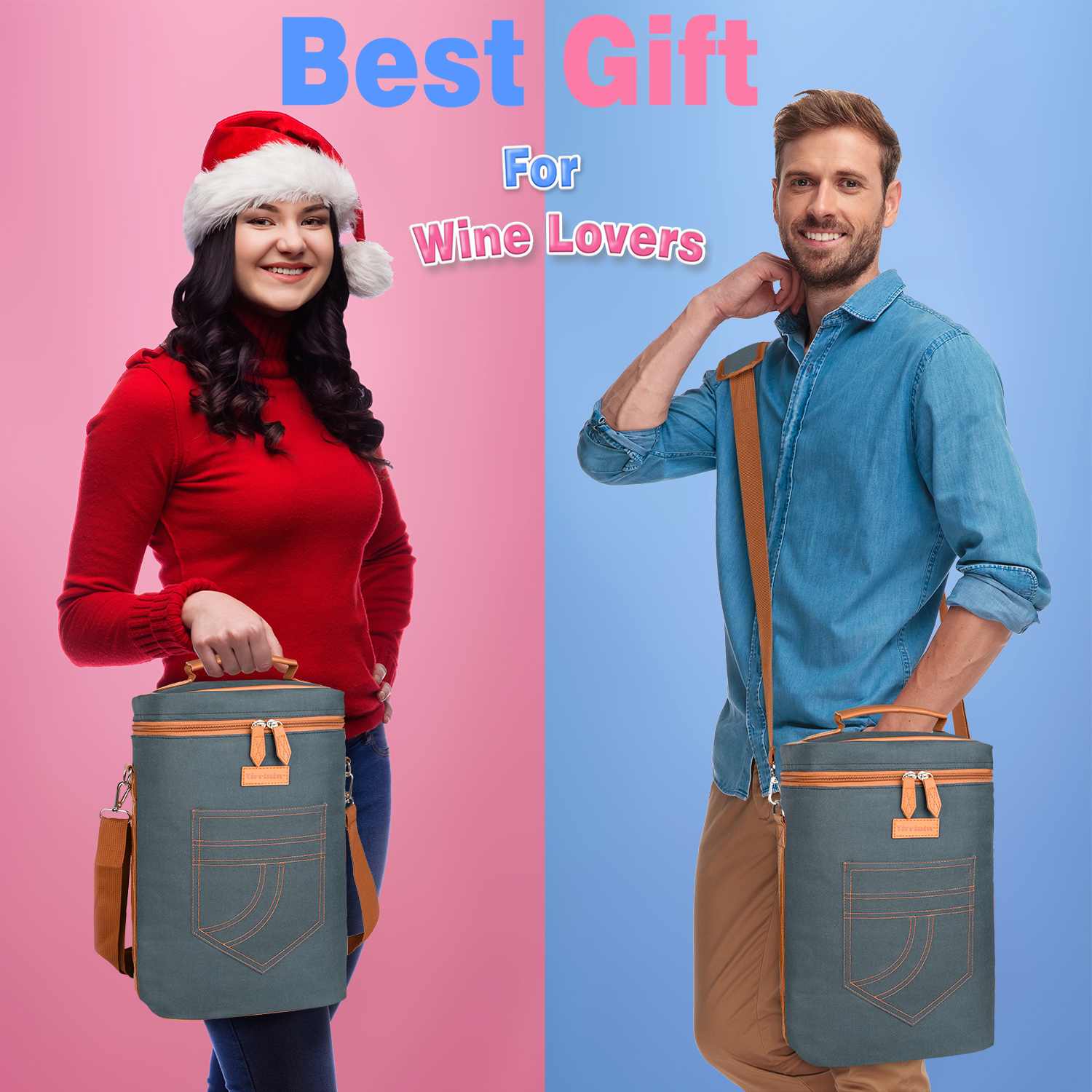 Grey 4 Bottle Wine Bag