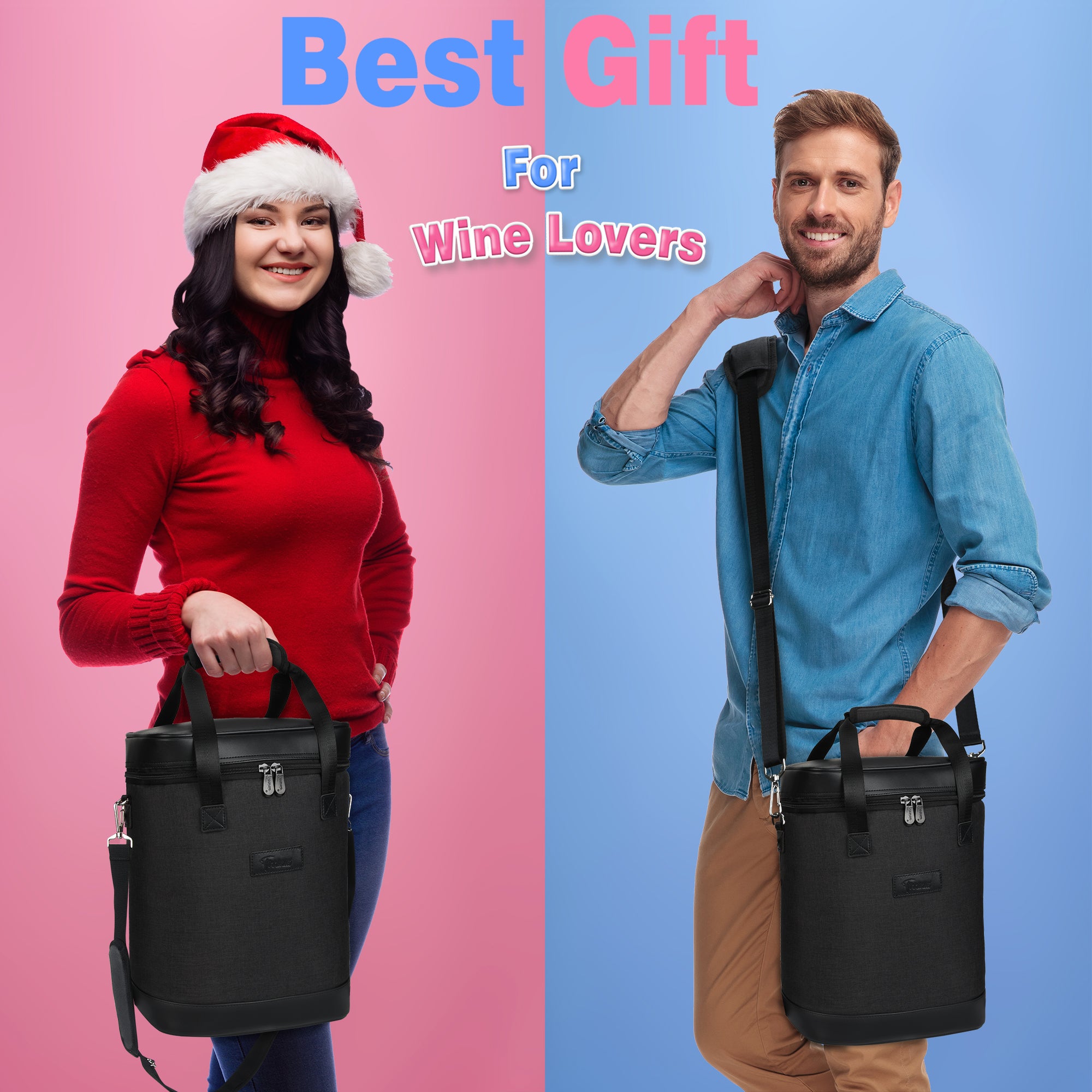 Black 6 Bottle Wine Cooler Carrier