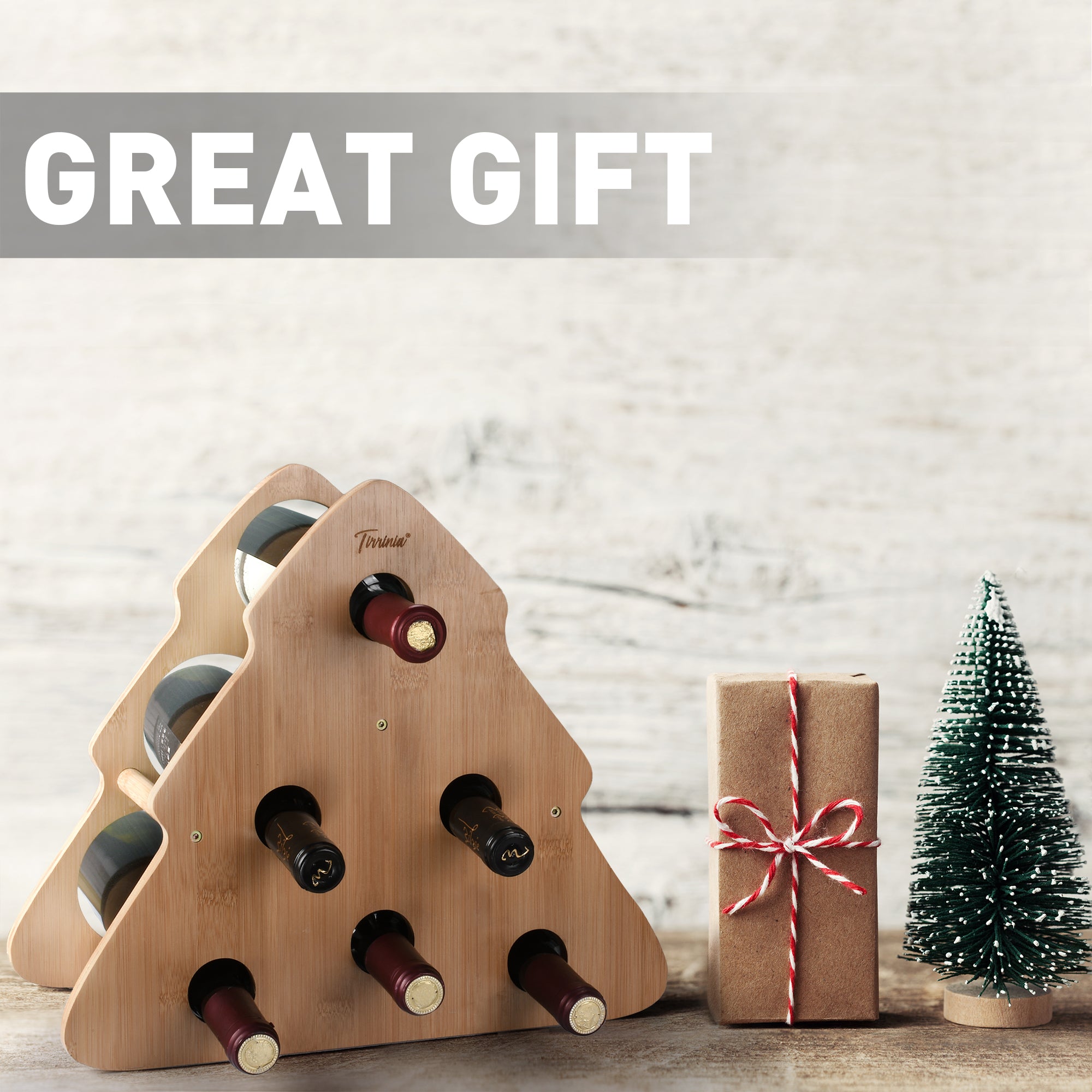 Tirrinia Bamboo Christmas Tree Wine Rack