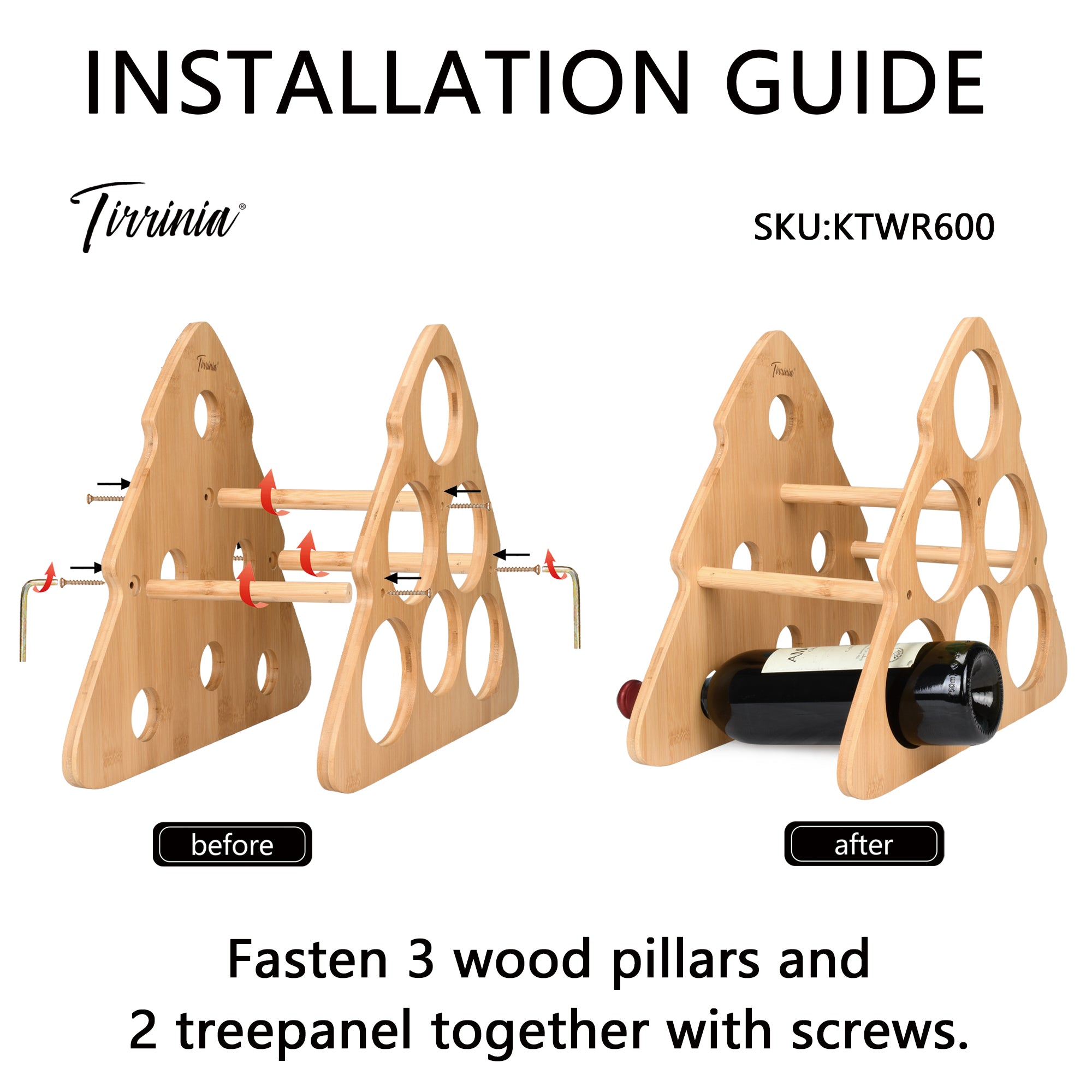 Tirrinia Bamboo Christmas Tree Wine Rack