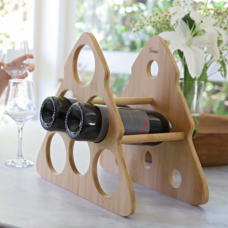 Tirrinia Bamboo Christmas Tree Wine Rack