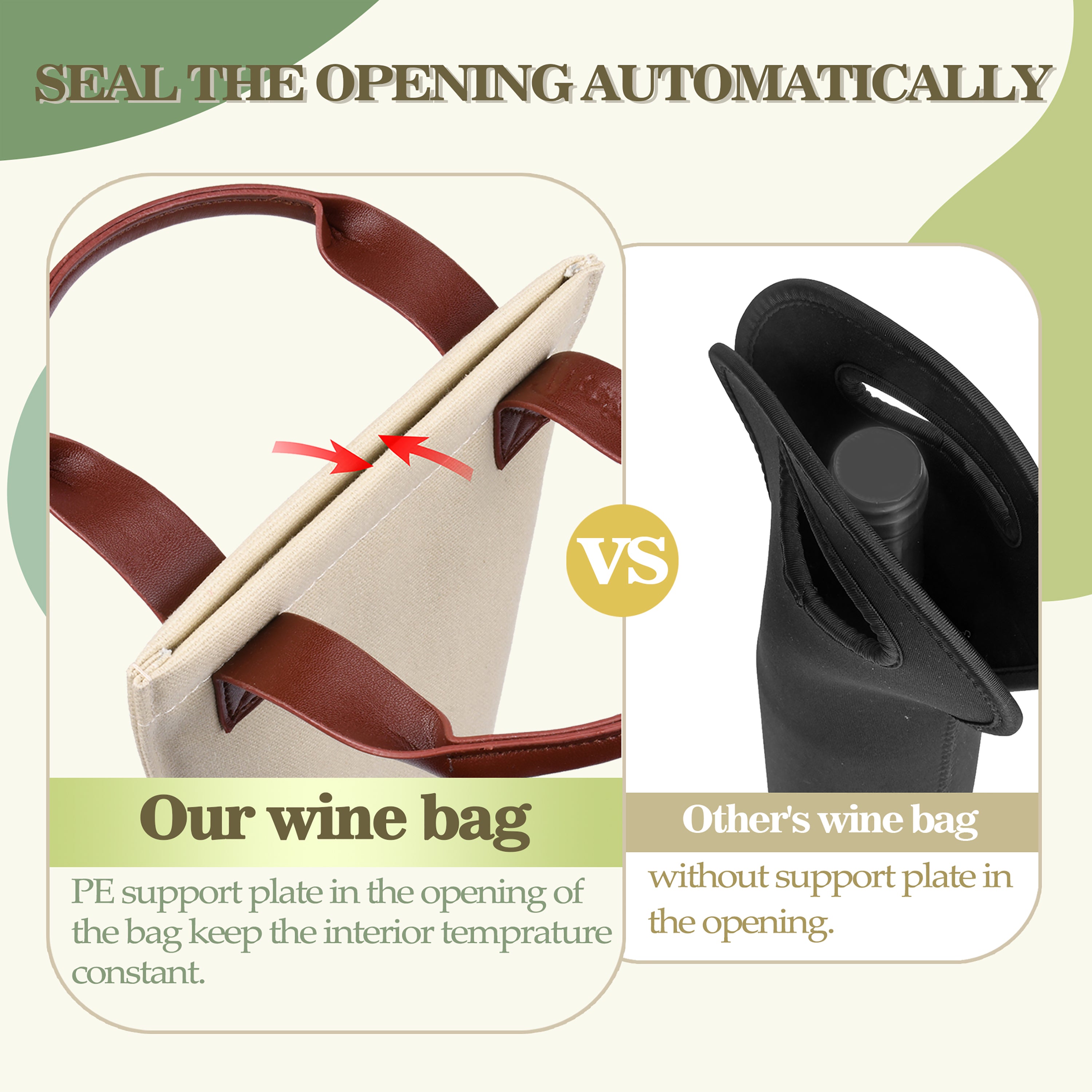 Beige Single Bottle Wine Bag