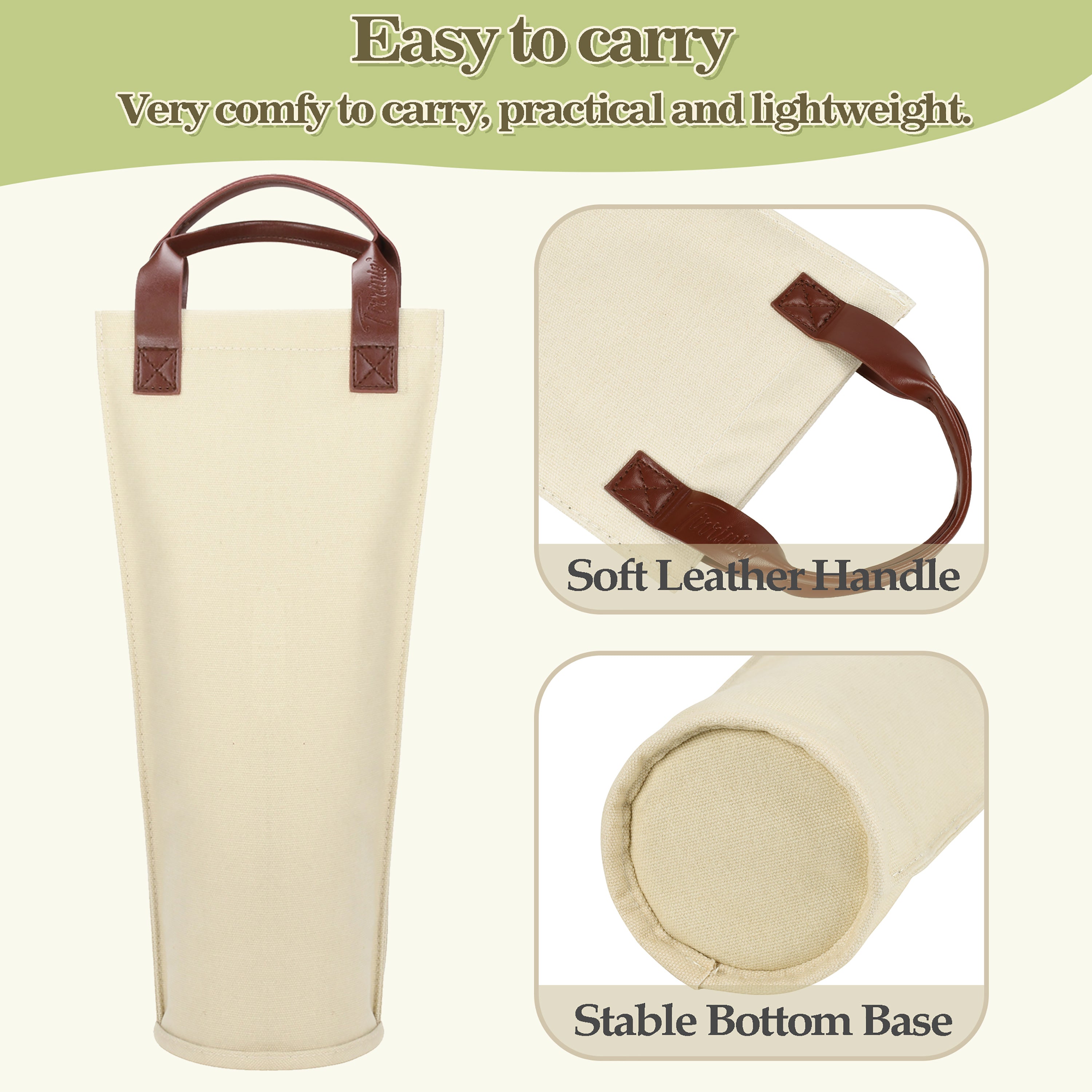 Beige Single Bottle Wine Bag