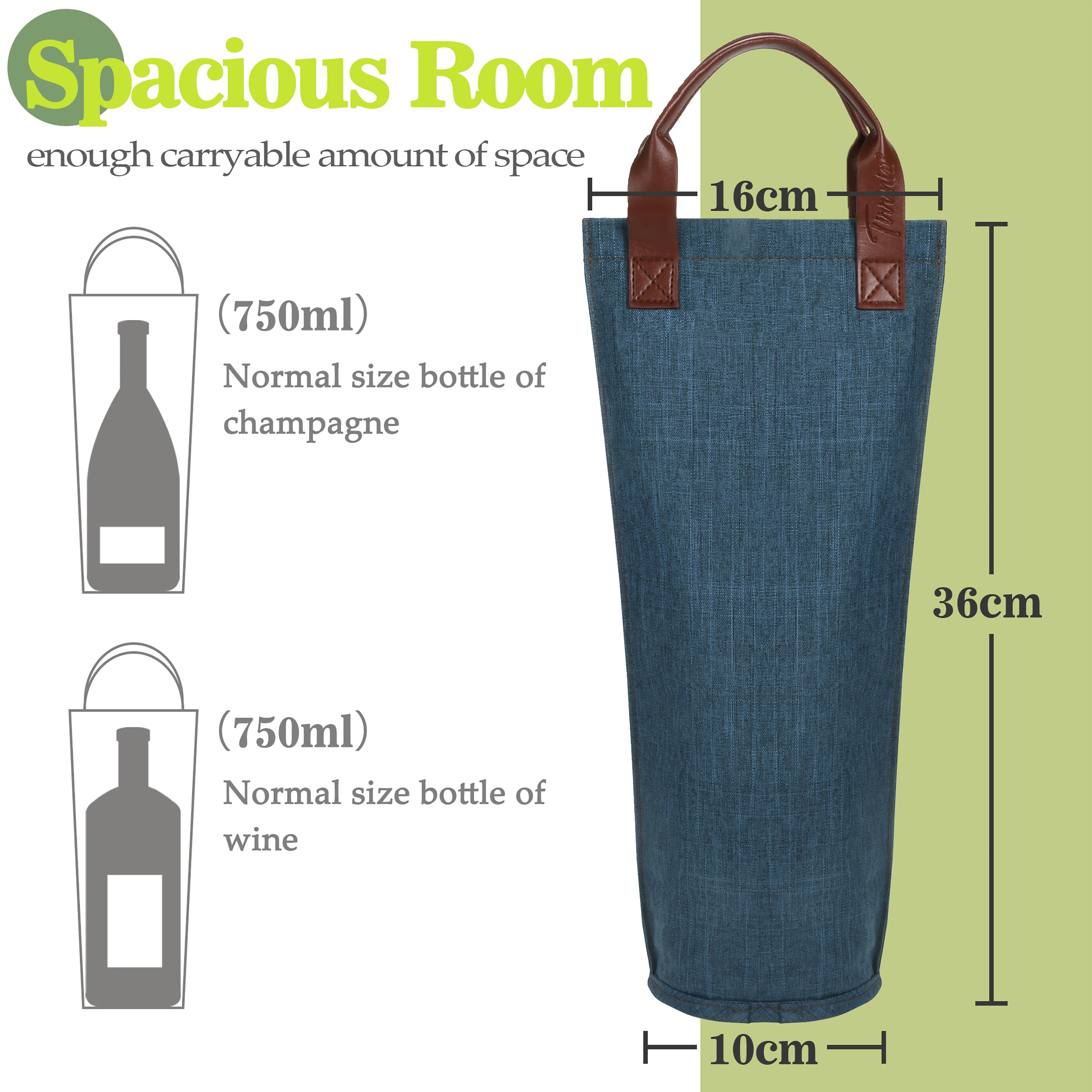 Blue Single Bottle Wine Bag