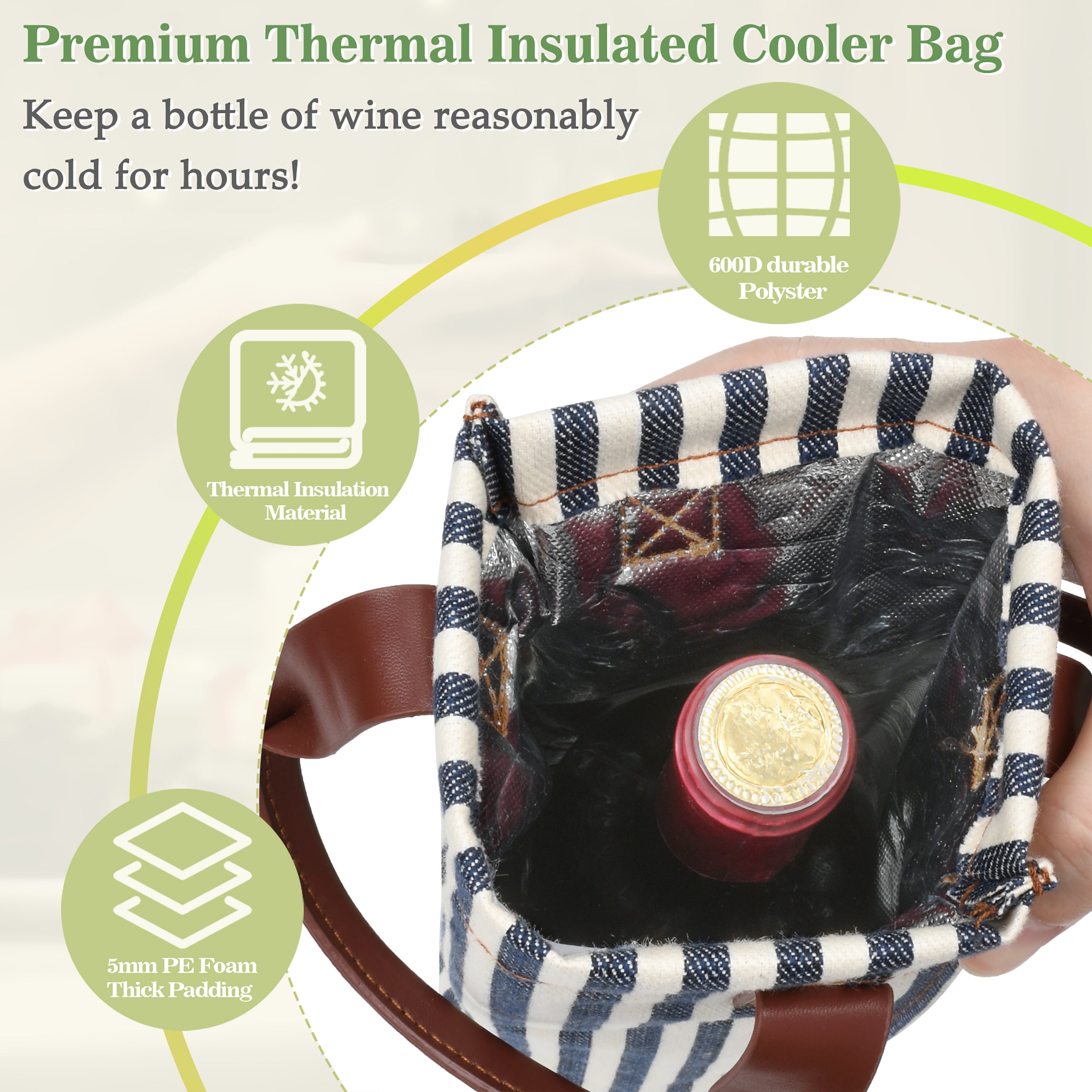 Stripe Single Bottle Wine Bag