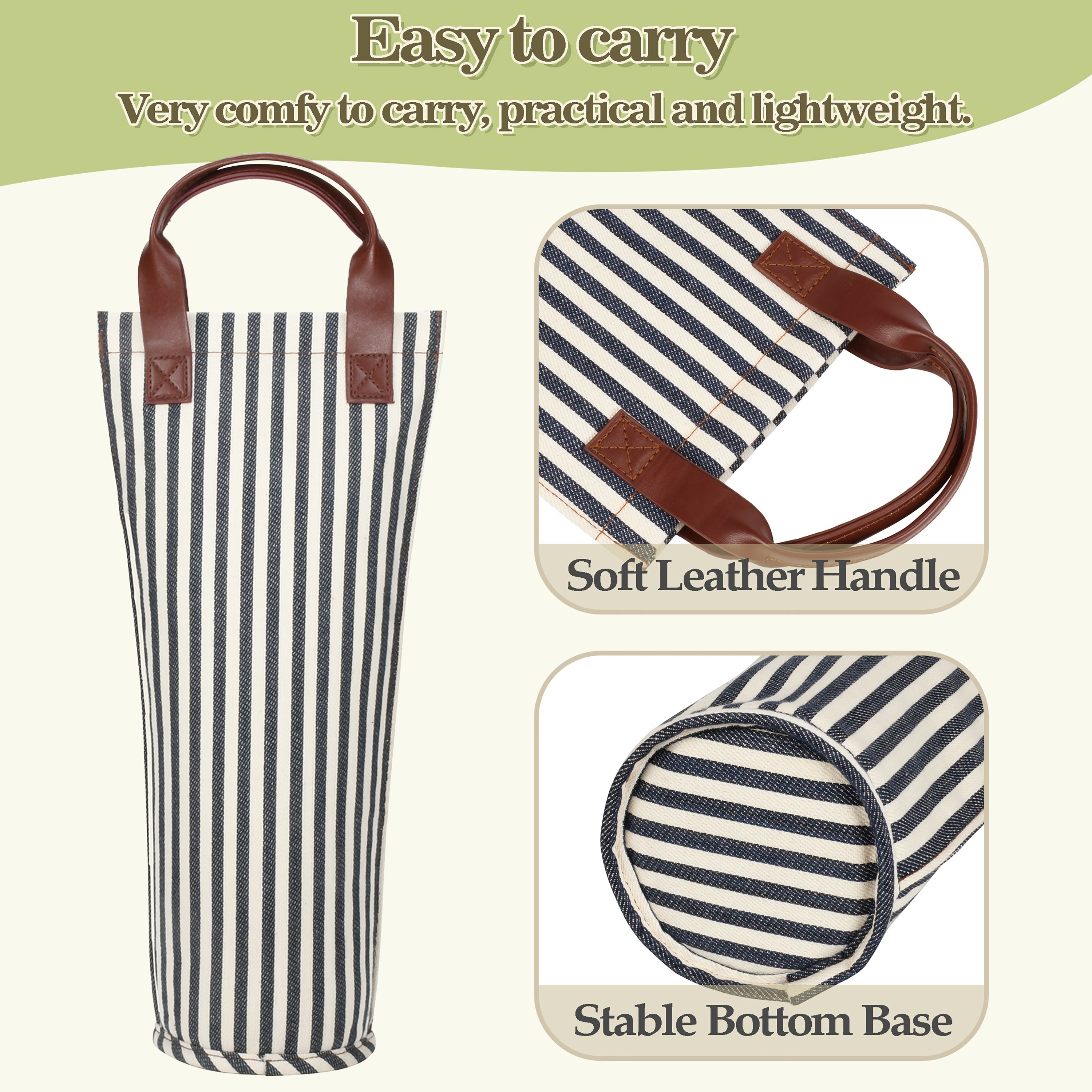 Stripe Single Bottle Wine Bag