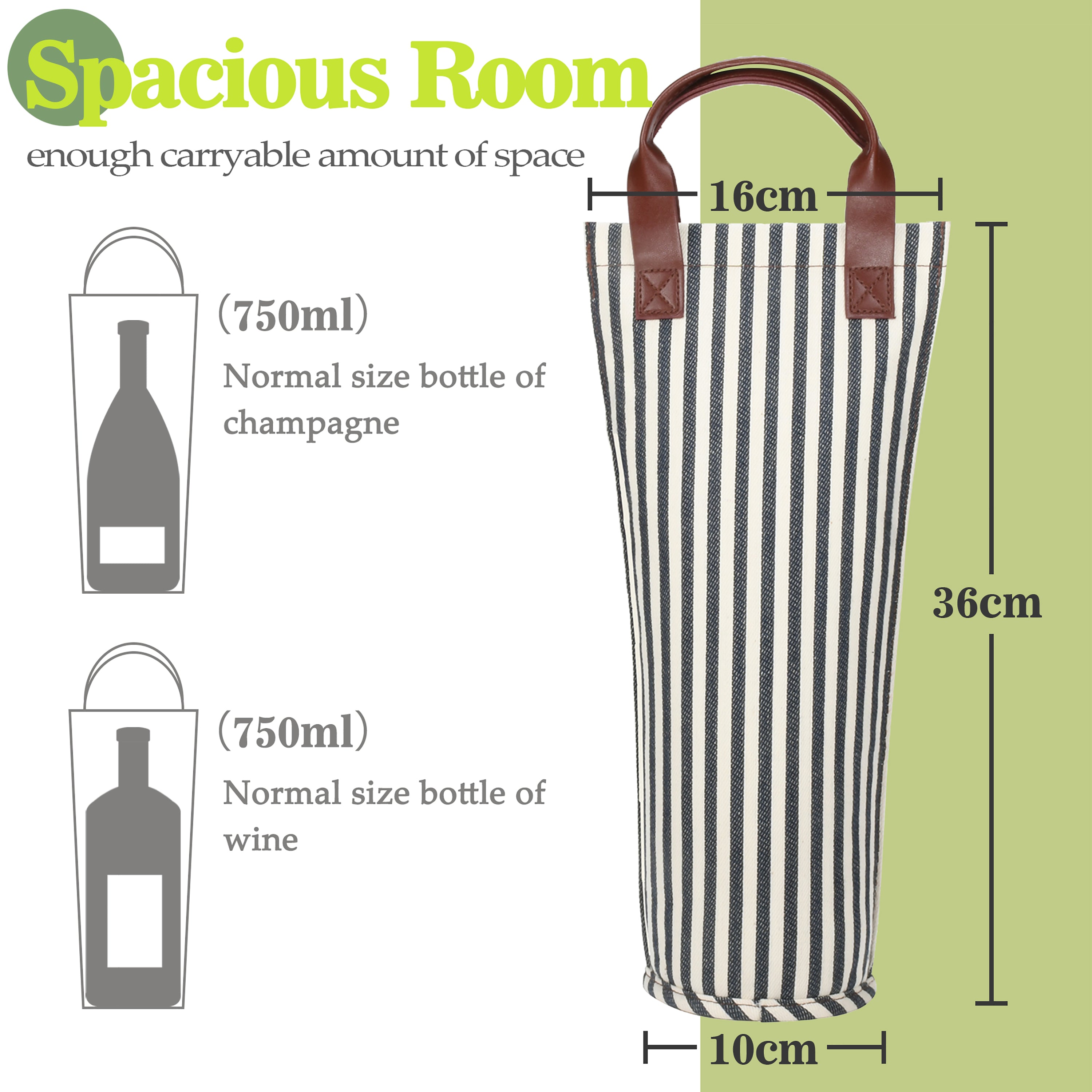 Stripe Single Bottle Wine Bag