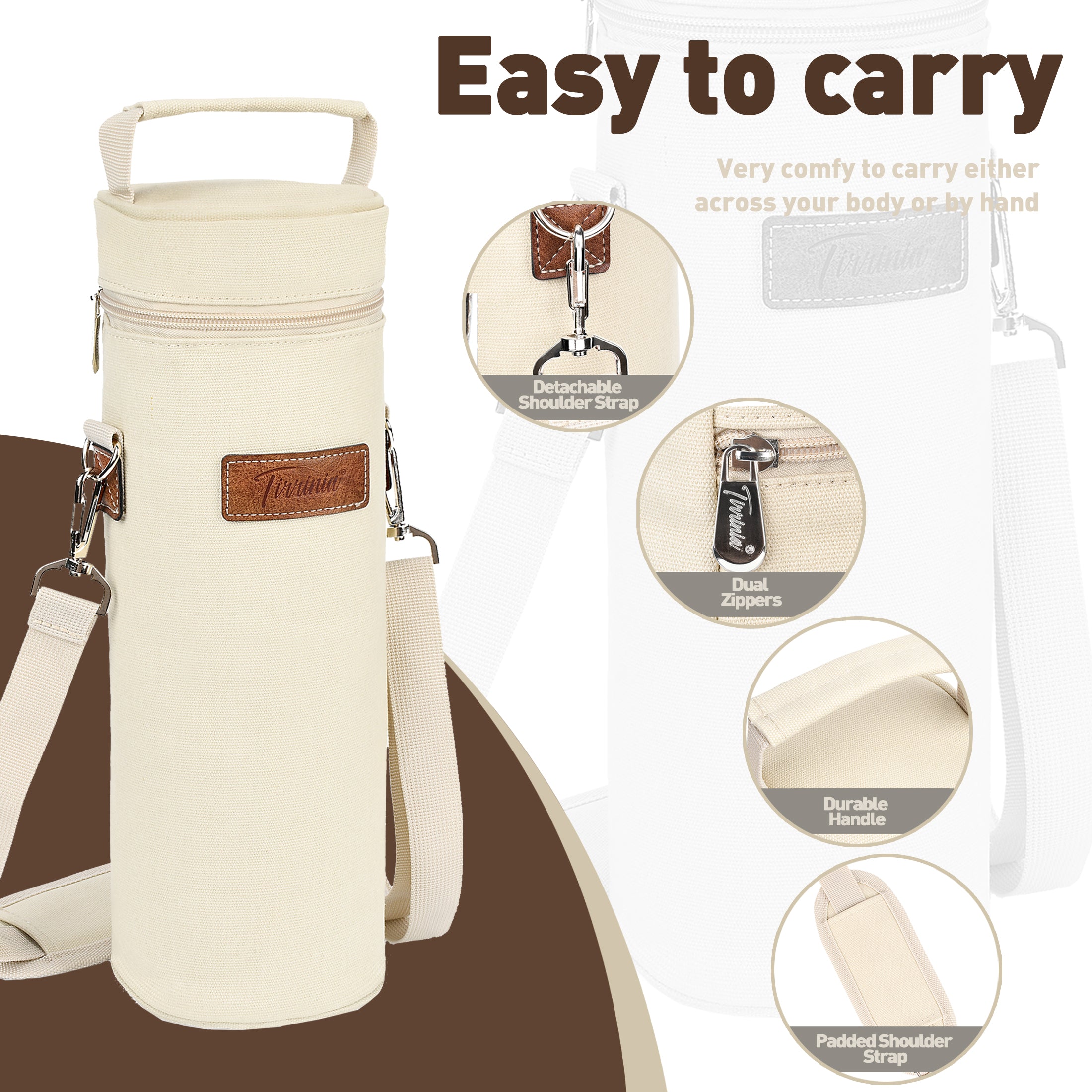 Beige Single Bottle Wine Carrier