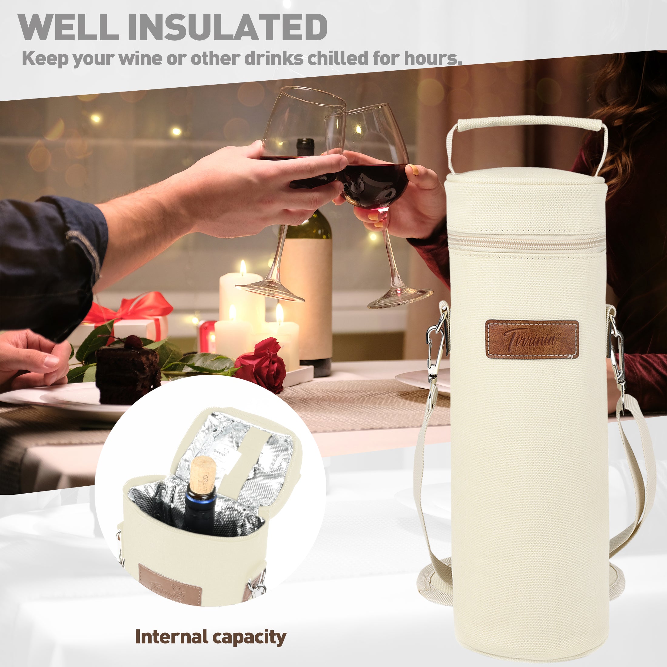 Beige Single Bottle Wine Carrier