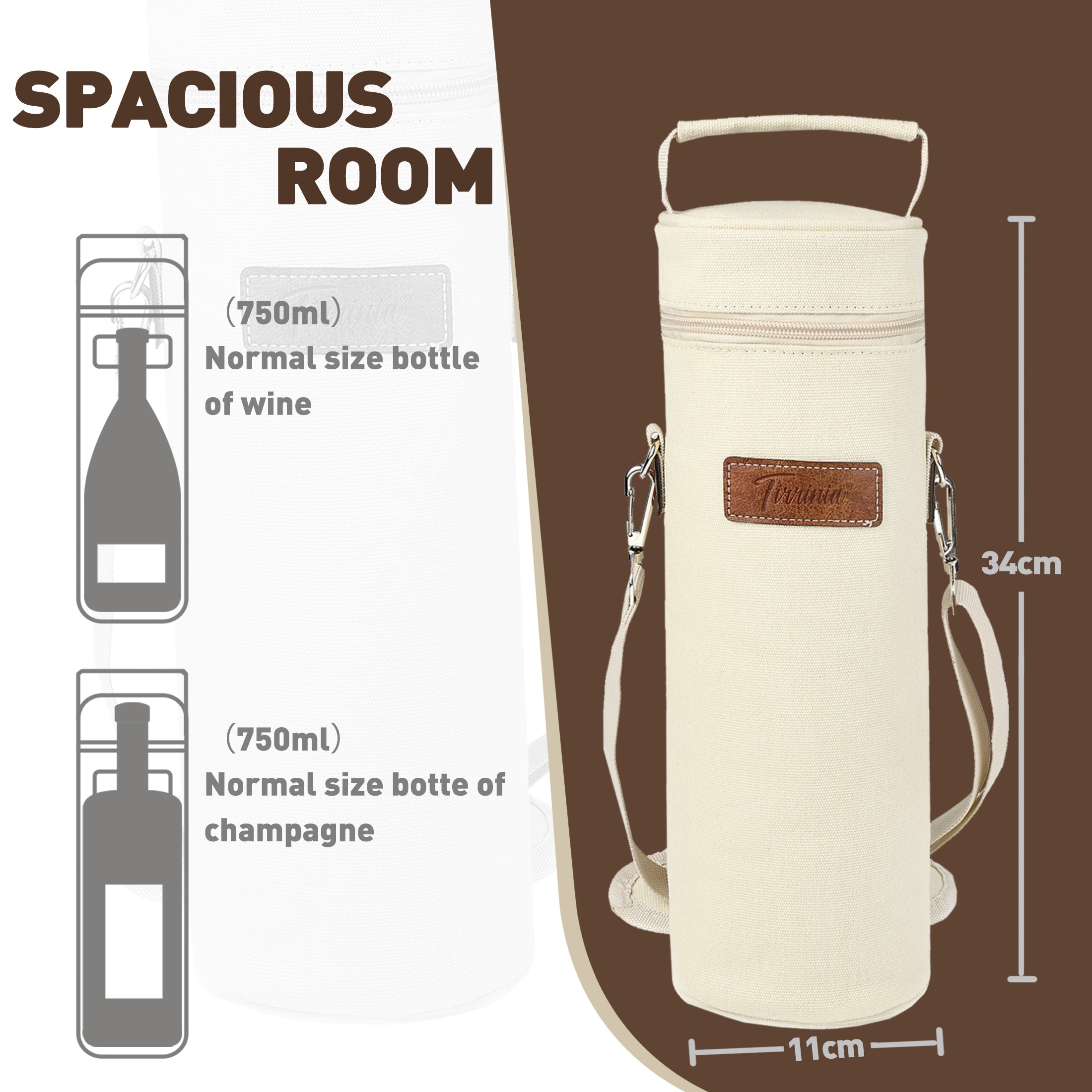 Beige Single Bottle Wine Carrier