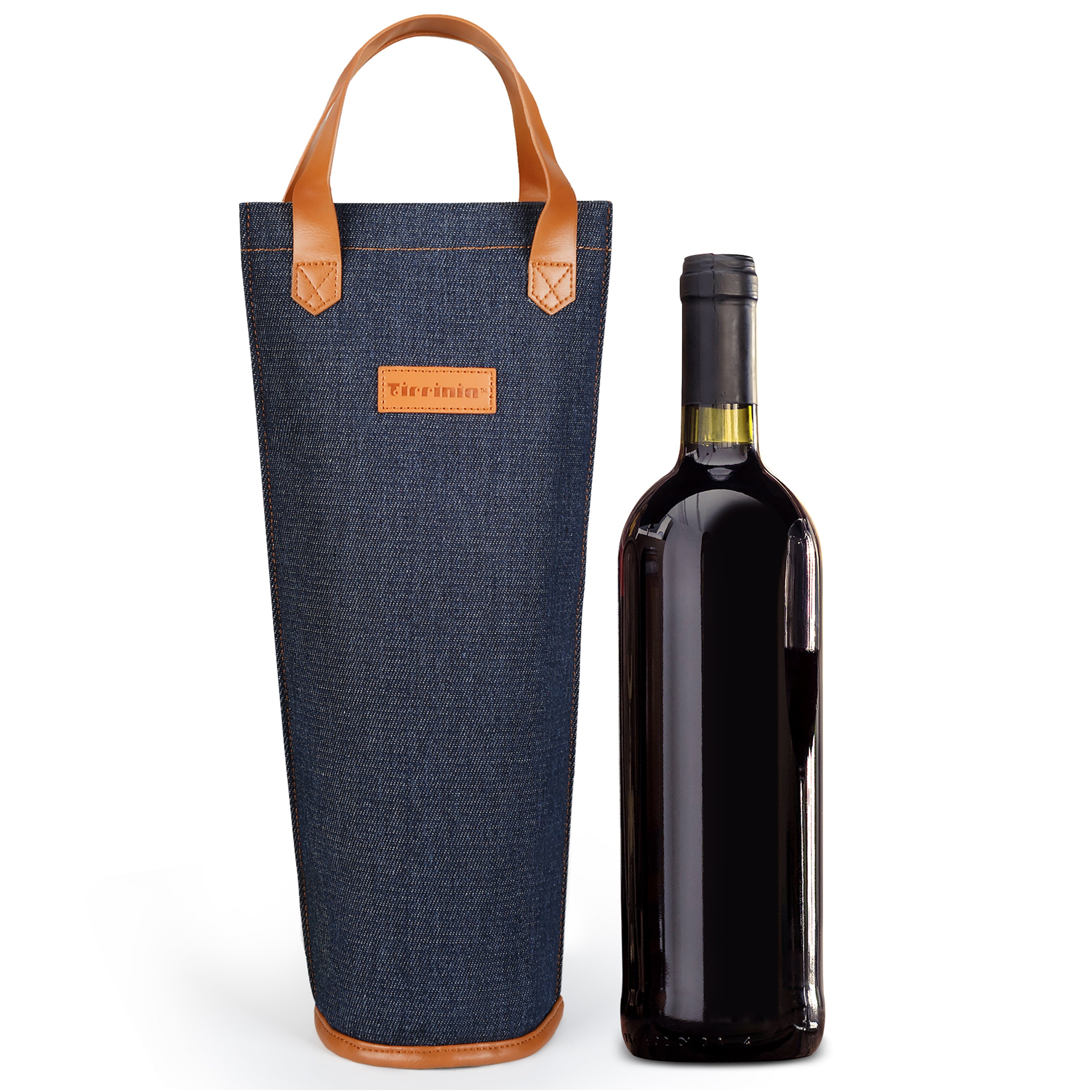 Dark Blue Bottle Wine Tote Bag