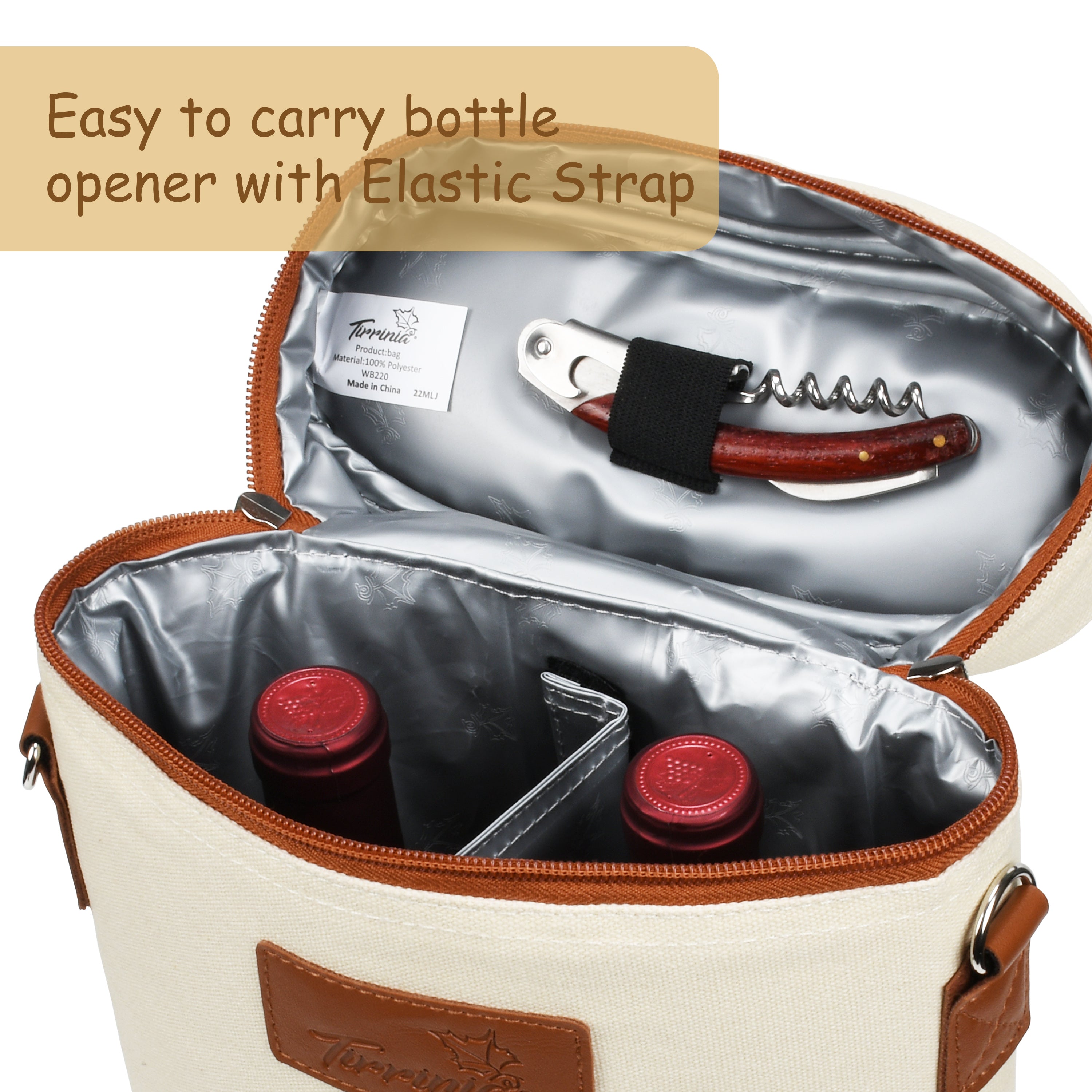 Beige 2 Bottle Wine Carrier