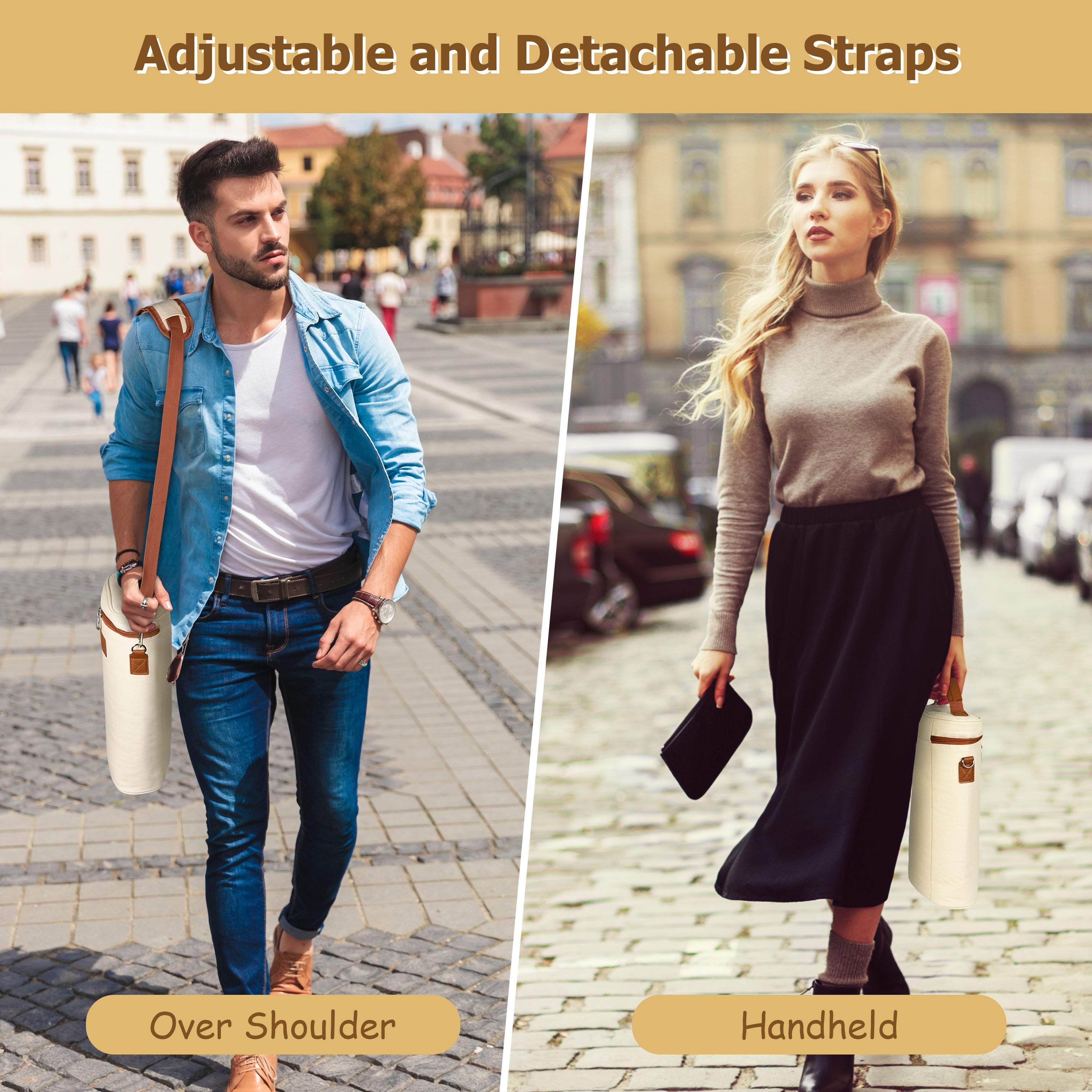 Beige 2 Bottle Wine Carrier