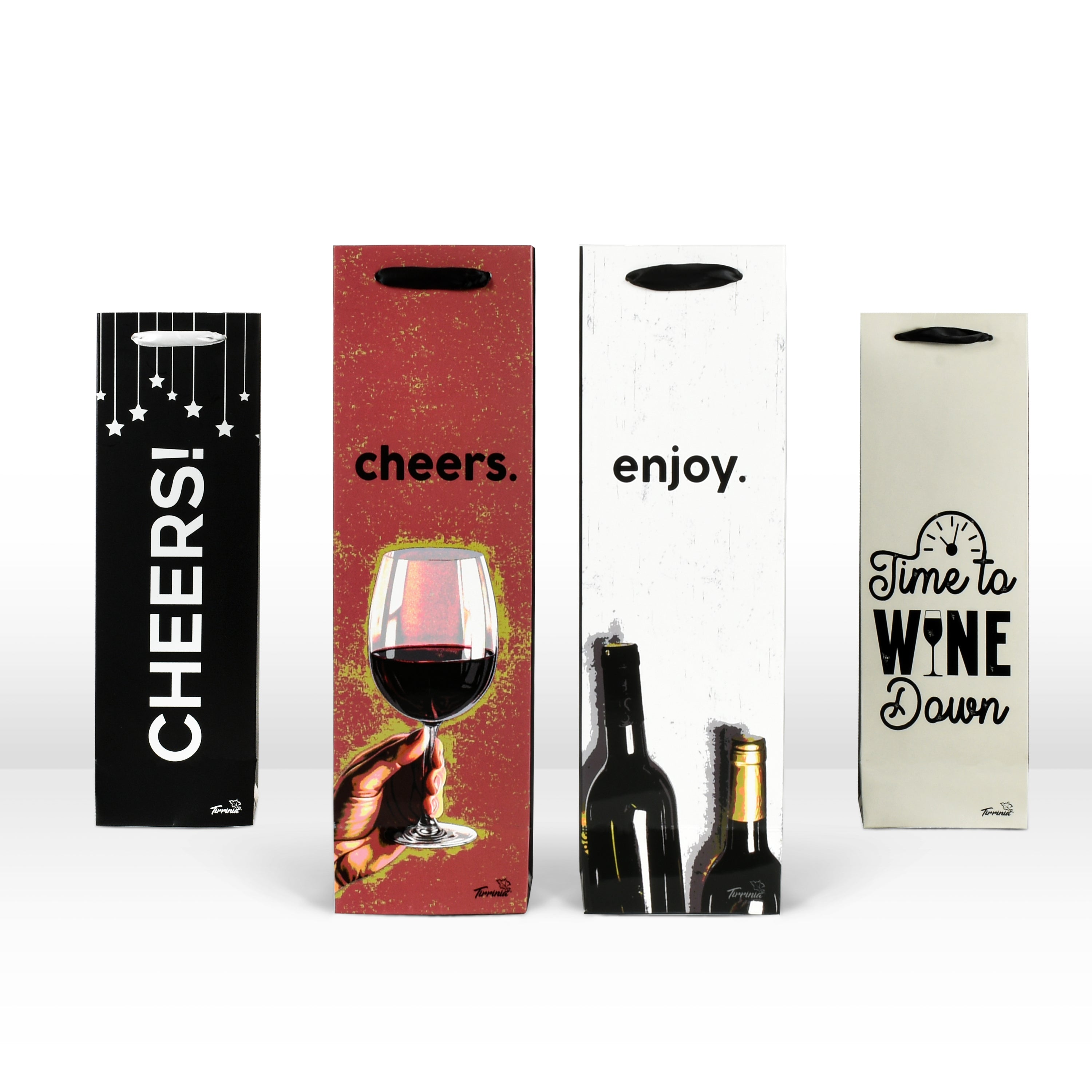 Tirrinia 12pcs Silk Handles Recyclable Paper Wine Gift Bags